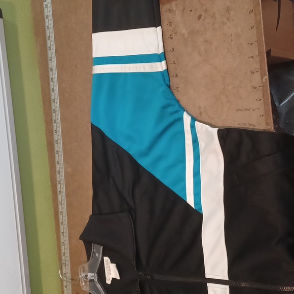 Mervyn's Cheetah brand blk/teal/wht color block 90's vtg full zip track jacket - Picture 7 of 8